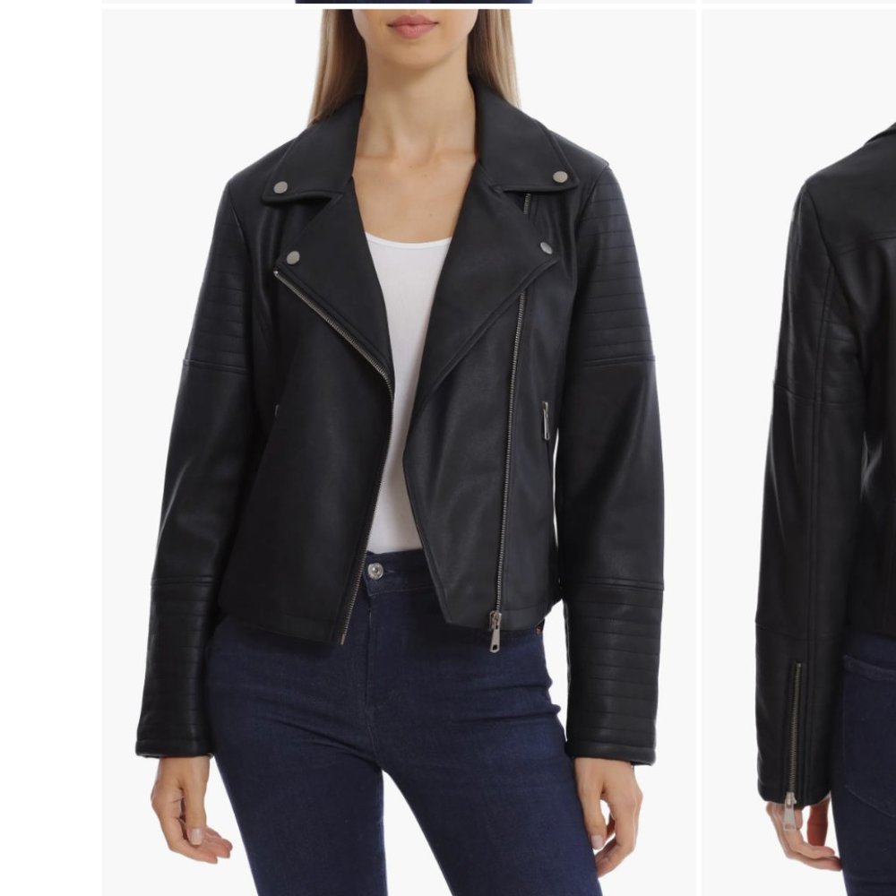 AVEC LES FILLES Faux Leather Moto Jacket